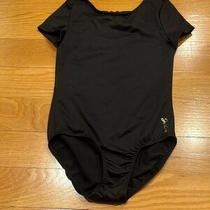 Justice Black Leotard with Logo Detail
